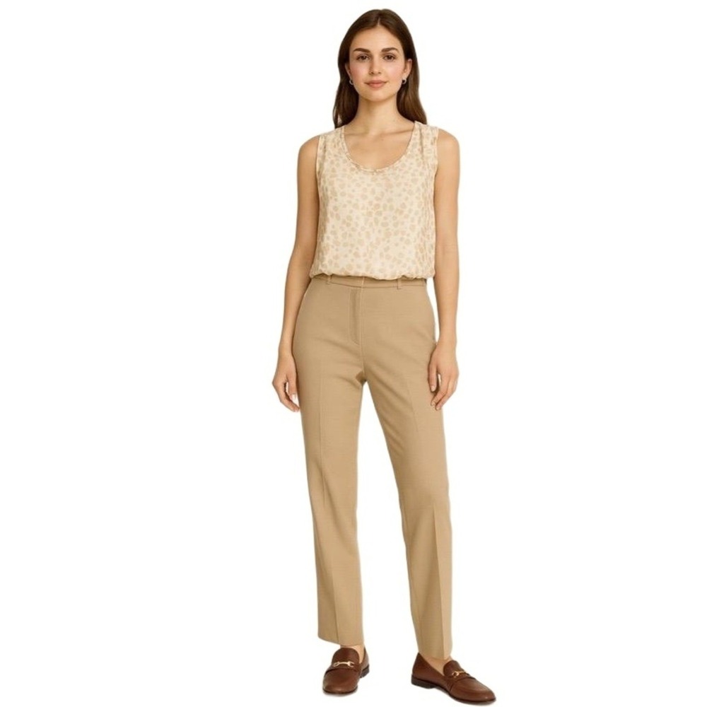 Giusy‎ Blouse Womans Medium Made in Italy Lace Back Polka Dot Sleeveless Tan